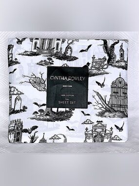 Cynthia Rowley Haunted Cemetery Halloween Cotton Sheet Set - Full